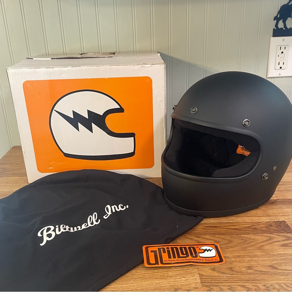 NEW Biltwell Gringo Full Face Helmet in Flat Black (Size XXL)